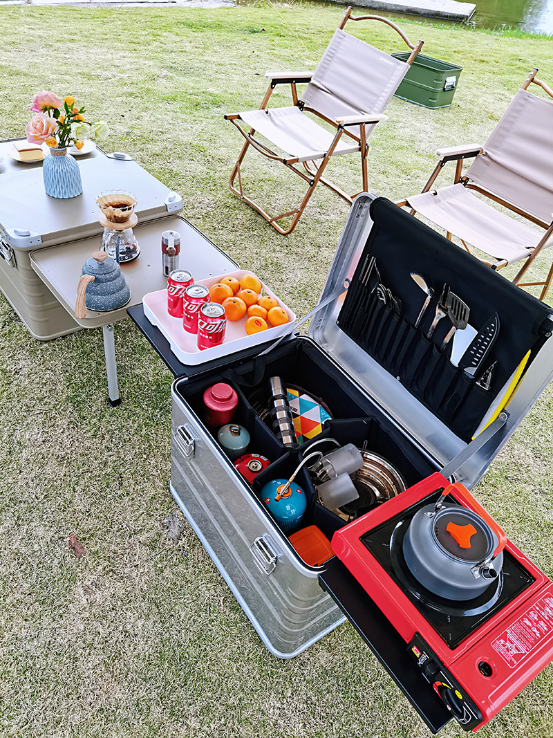 Tragbare Aluminium-Campingküchenboxen mit Seitenwand