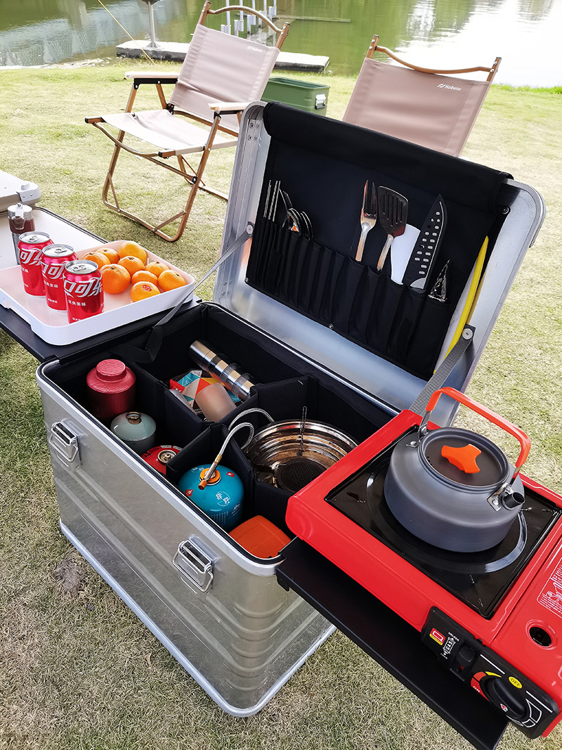 Tragbare Aluminium-Campingküchenboxen mit Seitenwand