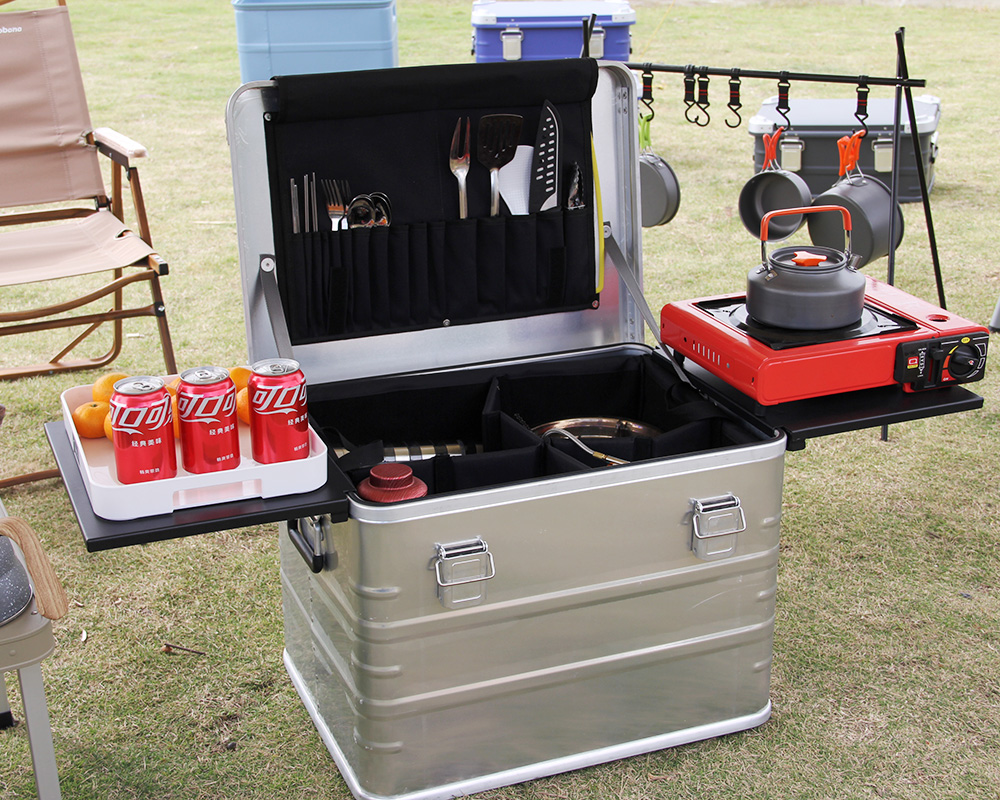 Tragbare Aluminium-Campingküchenboxen mit Seitenwand