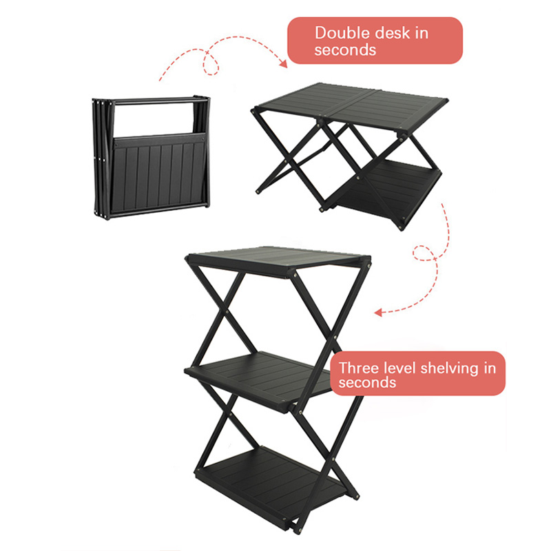Camping-Klappregal und Picknicktisch