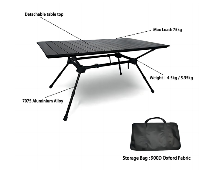 7075 Aluminium Klappbarer exquisiter Campingtisch